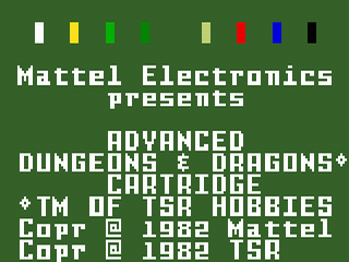 Advanced Dungeons & Dragons title screen for Intellivision
